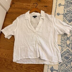 J.Crew Linen Bungalow Popover Linen Top White Size M